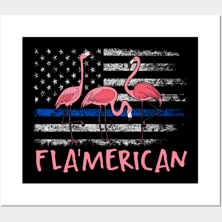 Swaying Serenity Chic Flamingo Tee for Relaxing Ocean Views Posters and Art